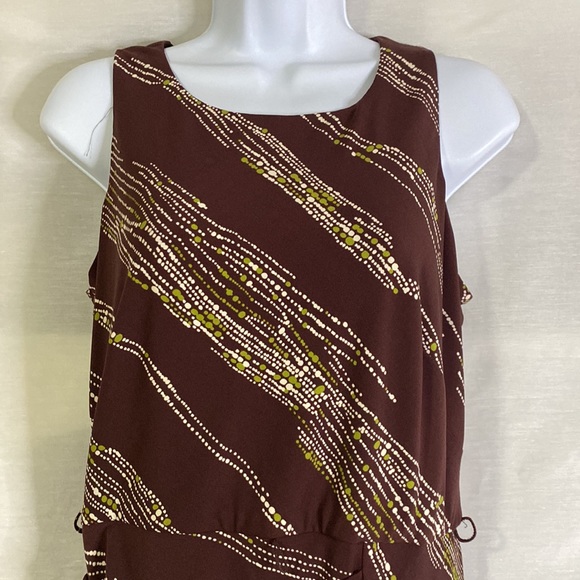 Anne Klein New York faux wrap midi dress Size 8 brown, green, white - Picture 3 of 11